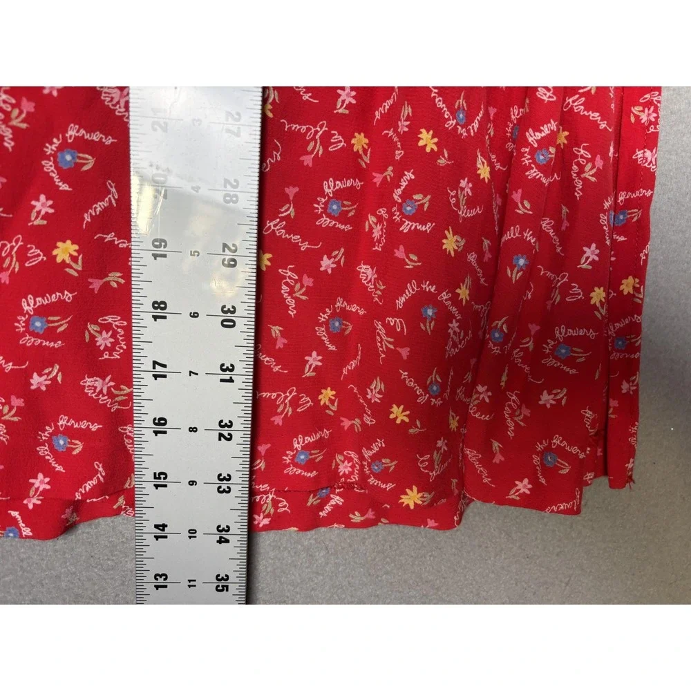 Ali Miles Skirt Womens Petite Small Red Floral Rayon A Line Pull On Midi Boho